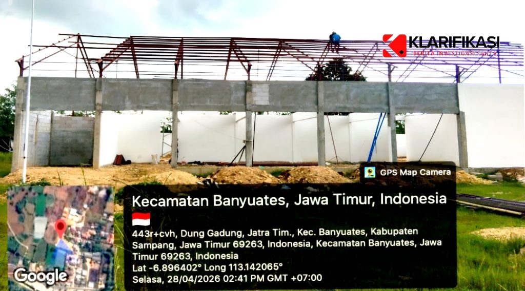 ” Atap Miring ” Diduga Proyek Koperasi Merah Putih Di Sampang Dikerjakan Tidak Sesuai Spesifikasi