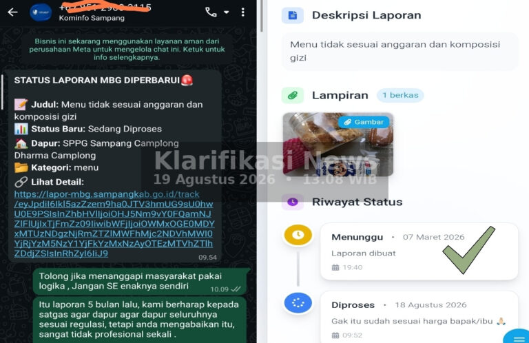 Laporan Dugaan Pelanggaran MBG di Camplong 7 Maret, Satgas Baru Merespon Hari Ini